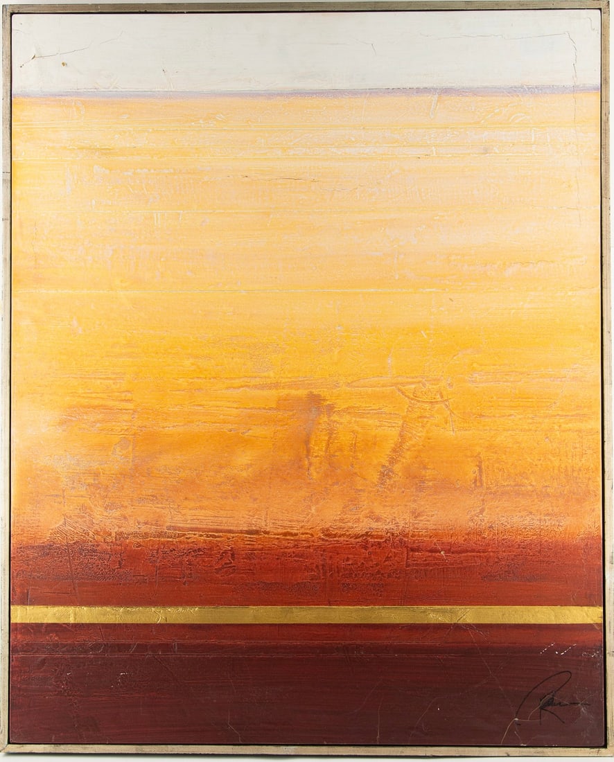 Contemporary Abstract Landscape Oil On Canvas: Title: Abstract Landscape Medium: Oil on canvas Size: 43 x 34.5 inches Frame: Framing options available! Condition: Note: This painting is unstretched, shipped rolled unless stretching/framing is orde