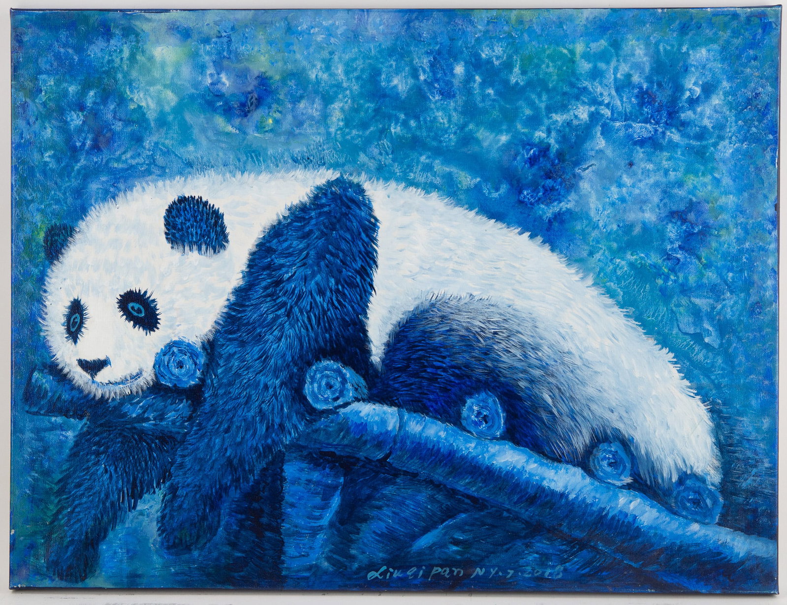 Arcylic Painting by Artist Pan Xiuqi:National Treasure The Giant Panda.: Title: National Treasure The Giant Panda. ( ????? ) Medium: Acrylic On Canvas Size: 26 x 24 inches Frame: Framing options available! Condition: Year: 2018 Artist: Xiuqi Pan Signature: Signed Signature