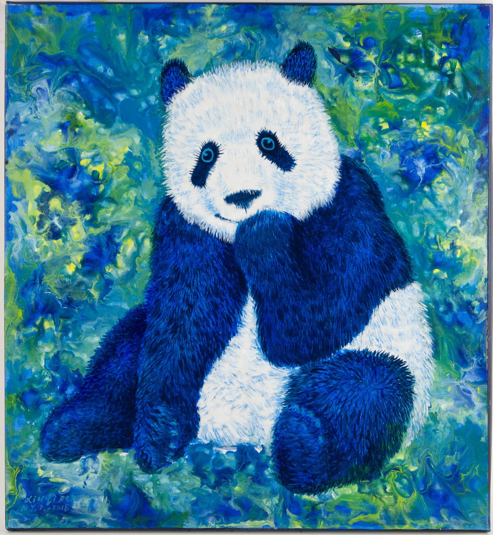 Arcylic Painting by Artist Pan Xiuqi:National Treasure The Giant Panda.: Title: National Treasure The Giant Panda. ( ????? ) Medium: Acrylic On Canvas Size: 28 x 24 inches Frame: Framing options available! Condition: Year: 2018 Artist: Xiuqi Pan Signature: Signed Signature