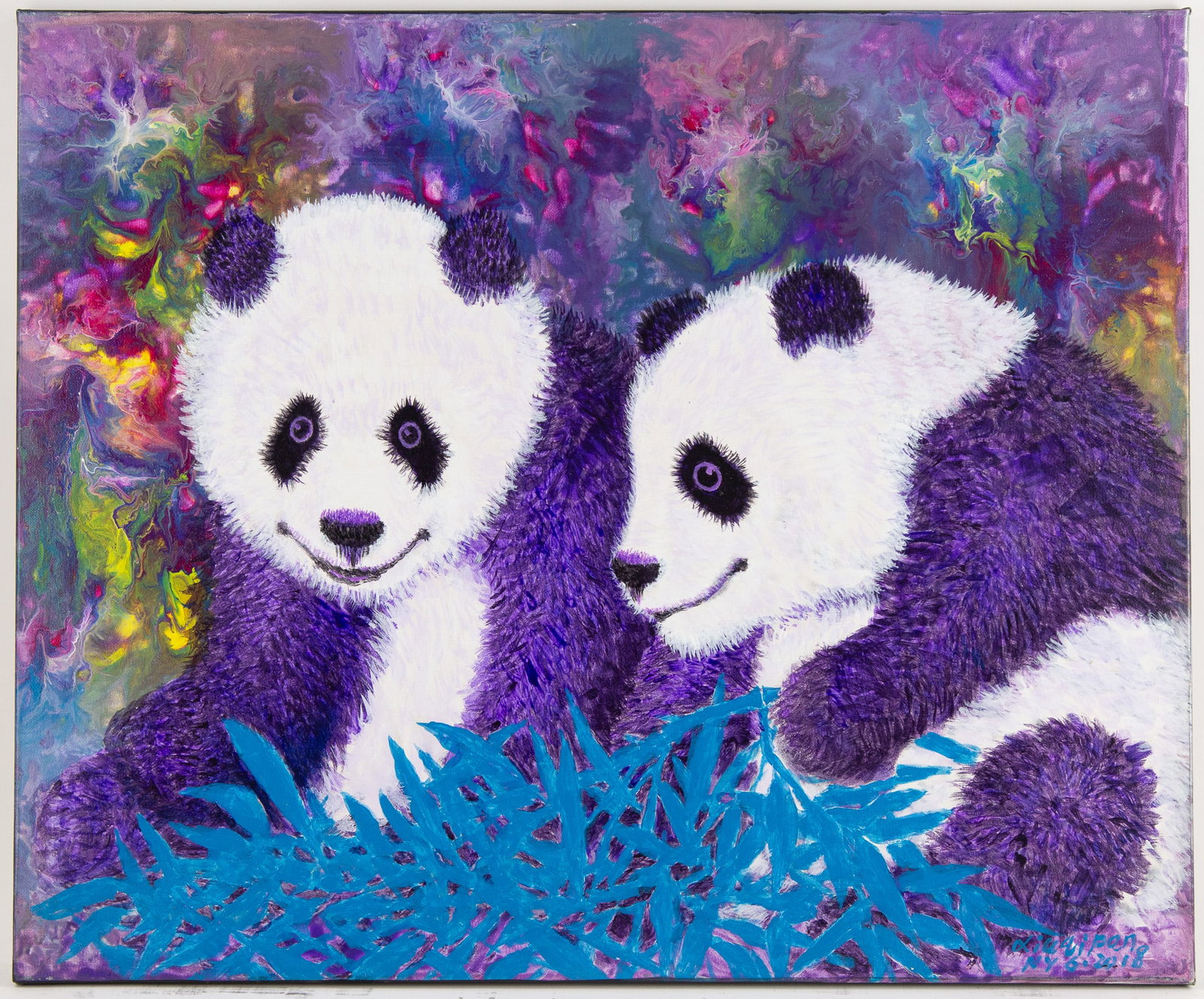 Arcylic Painting by Artist Pan Xiuqi:National Treasure The Giant Panda. (1 of 7)