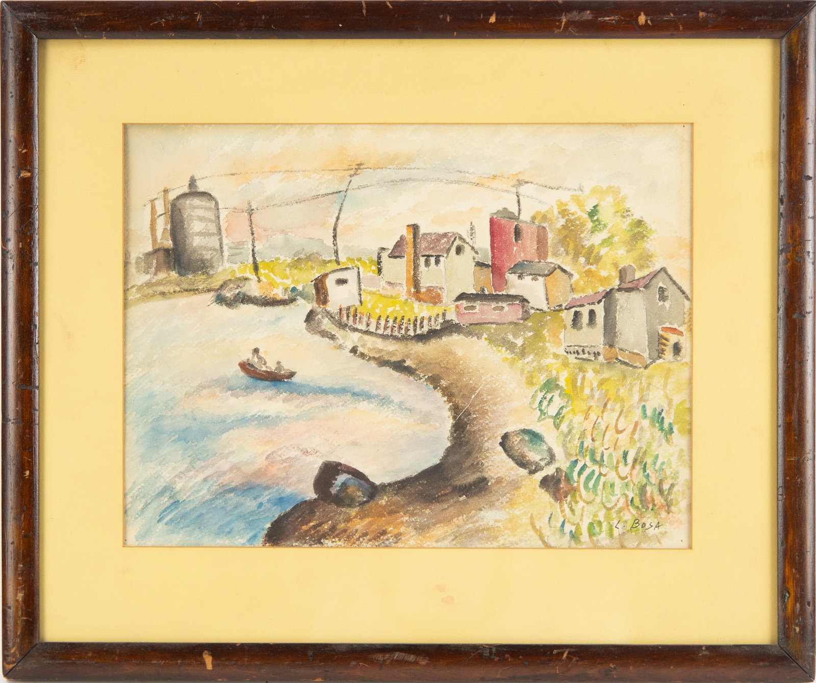 Landscape watercolor painting: Title: Medium: Painting Size: 11" x 14.5" Frame Size: 18" x 21" Condition: Signature: Sigmature Artist: Louis Bosa Bidders need to know All the items are sold as is and all sales are final. All