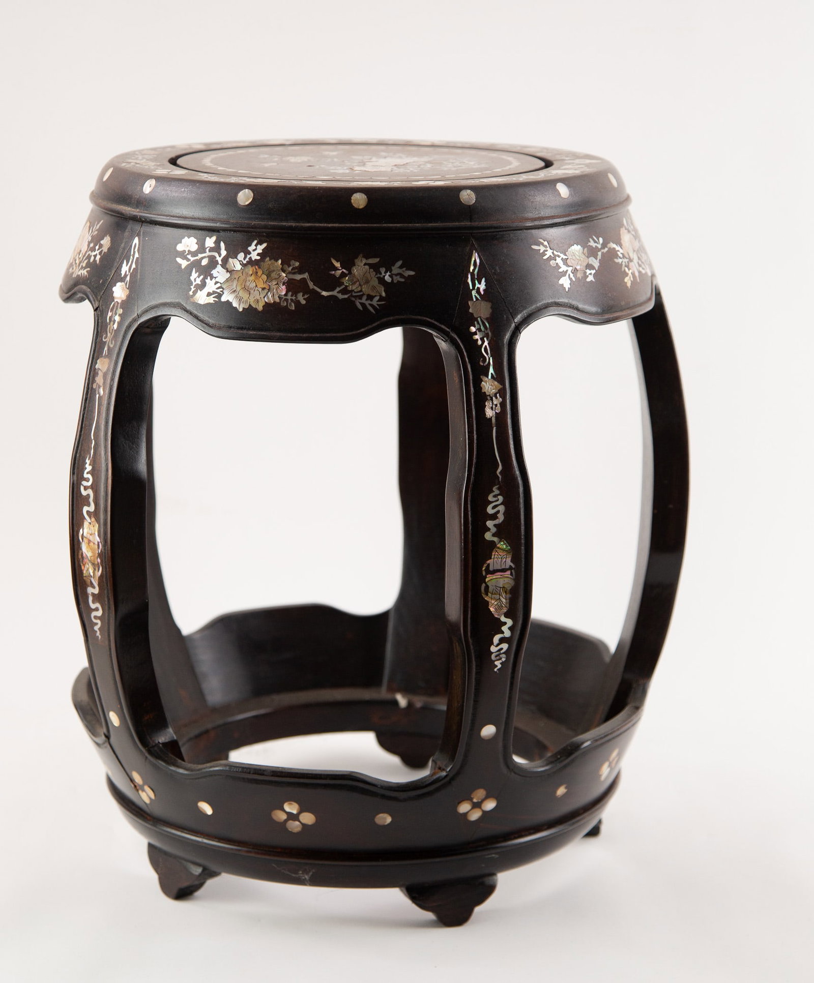 Chinese Black Lacquer Mother-of-Pearl inlaid Drum Stool/Plant Stand Wood,black lacquer,mother-of: Bidders need to know All the items are sold as is and all sales are final. All bidders are encouraged to review our terms before bidding. By registering for and/or placing a bid in any Time auction