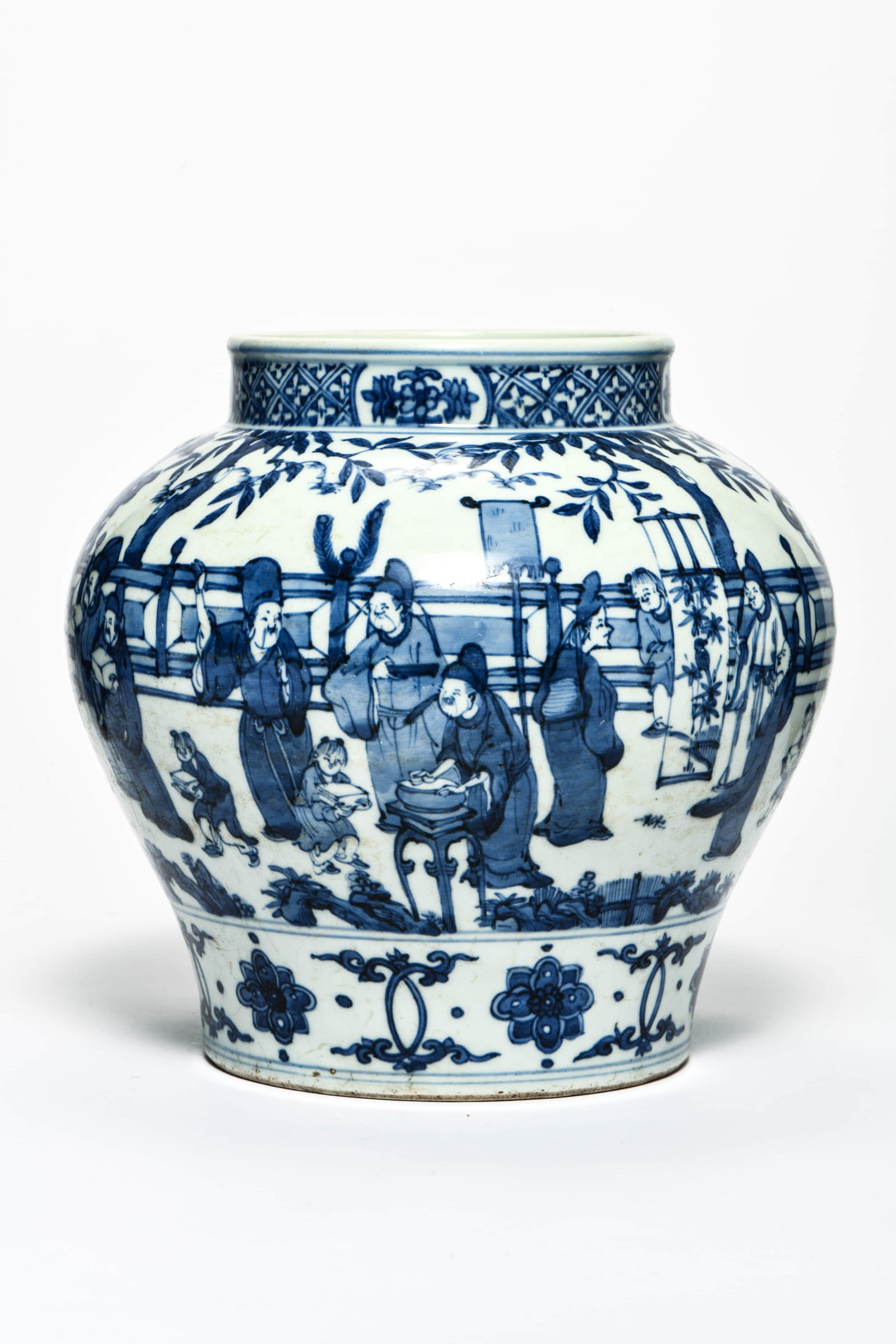 A blue and white 'Figure' jar - 3