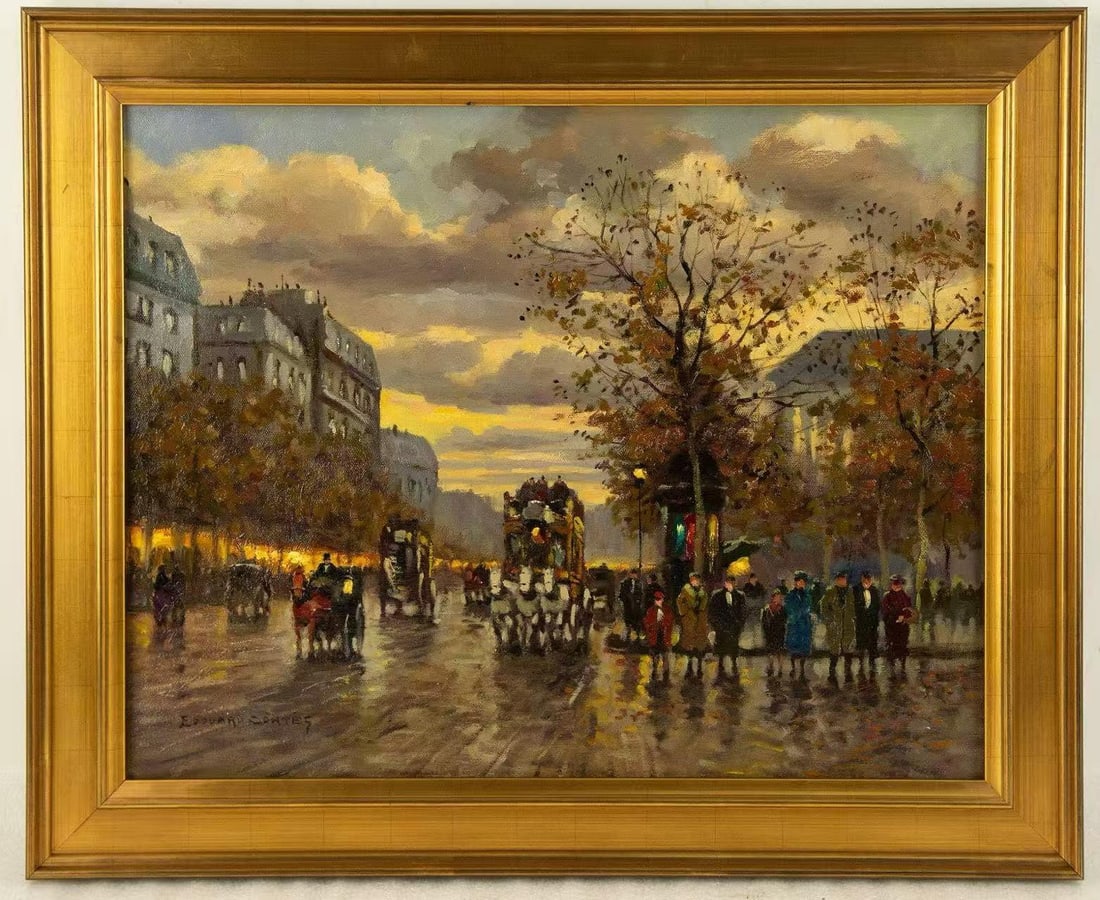 Edouard Cortes ( French, 1882 - 1969 ) Cityscape Oil On Canvas: DescriptionEdouard Cortes ( French, 1882 - 1969 ) Cityscape Oil On CanvasPainting Size: 19 x 15 inchesFrame Size: 22.5 x 18.5 inchesCondition: This artwork is in great condition for its age.Signature: