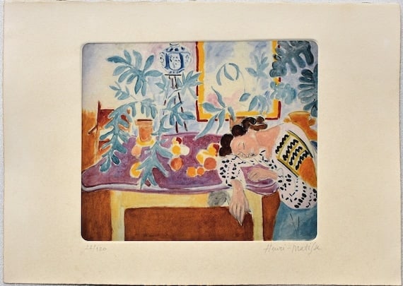Henri Matisse ( French, 1869 - 1954 ) Large Portrait Etching On 300g Arches Paper: Medium: Etching On 300g Arches Paper Style: Portrait Painting Size: 8 x 12 inches Frame Size: N/A x N/A inches Condition: This artwork is in great condition for its age. Please note the art work is si