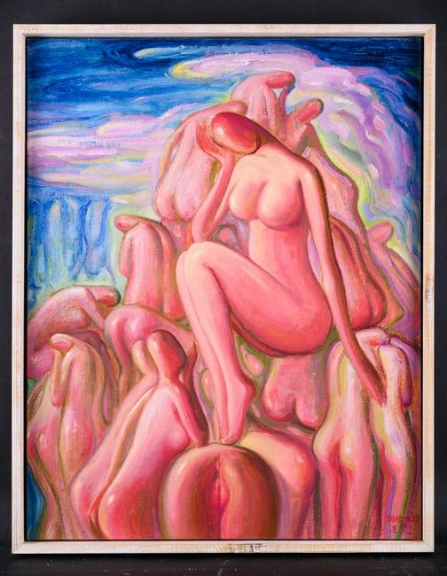 Artist Zhengdao Zhang Surrealist Original Oil Painting: Medium: Oil on canvas Size: 14.5" x 18.5" Frame Size: 15.5" x 19.5" Age: 2000s Condition: Good, no damage seen Artist: Zhengdao Zhang Great for collection or home decoration. Provenance: Direct from t
