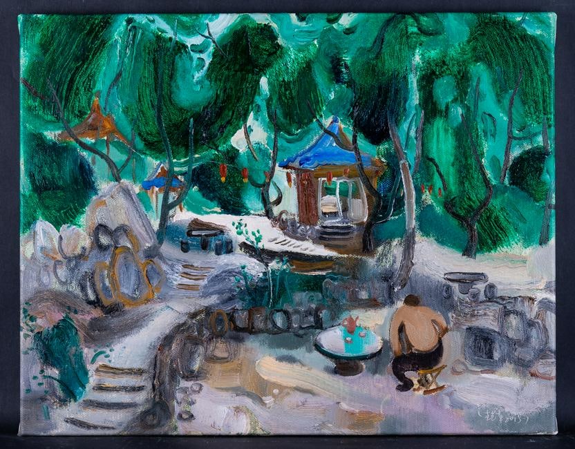 Artist Hui Sheng "Village" Original Oil Painting On: Medium: Oil on canvas Size: 19" x 15" Frame Size: Framing Option Available! Please Message Us For Details! Age: 2000s Condition: Good, no damage seen Artist: Hui Sheng Great for collection or home dec