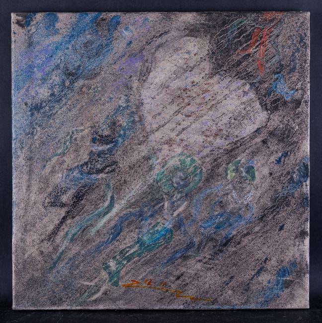 Abstract Oil By Artist Wenwen Zhao "DunHuang Legacy 4": Medium: Oil on canvas Size: 16" x 16" Frame Size: Framing Option Available! Please Message Us For Details! Age: 2000s Condition: Good, no damage seen Artist: Wenwen Zhao Great for collection or home d