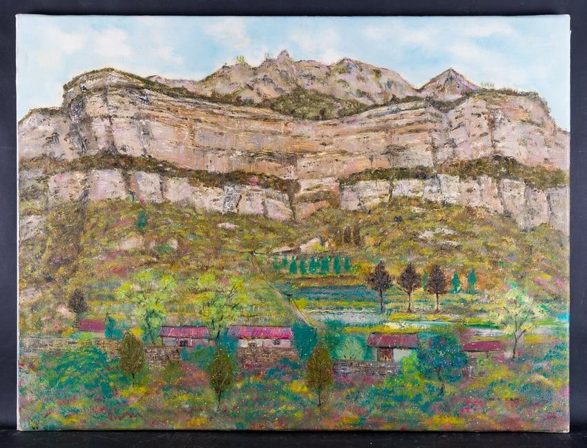 Original Oil Painting By Artist Xuzeng Liu "Taihang: Medium: Oil on canvas Size: 31" x 23.5" Frame Size: Framing Option Available! Please Message Us For Details! Age: 2000s Condition: Good, no damage seen Artist: Xuzeng Liu Impressionistic landscape don