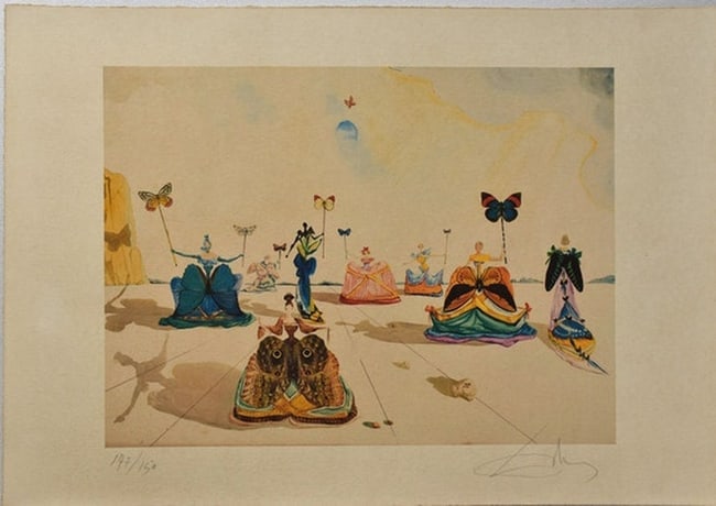 Salvador Dal? ( Spanish, 1904-1989 ) Surrealist Lithograph on 300g paper: Medium: Lithograph on 300g paper Style: Surrealist Painting Size: 8 x 12 inches Frame Size: x inches Condition: This artwork is in great condition for its age. Please note the art work is signed and n