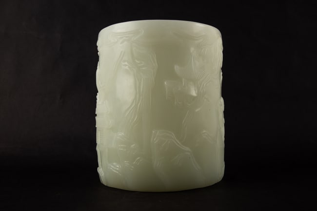 Asian Carved Hardstone Brush Pot (1 of 10)
