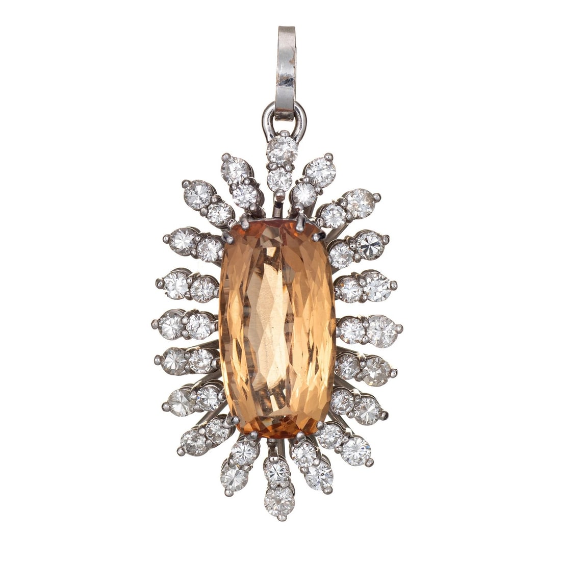 Vintage White-Metal Yellow Gemstone and Diamond-Style Radiating Pendant (1 of 2)