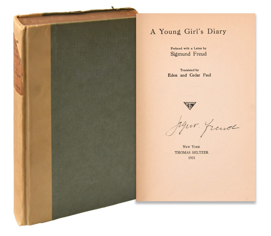 Sigmund Freud (1856-1939), Signed A Young Girl's Diary: SIGMUND FREUD (1856-1939), SIGNED A YOUNG GIRL'S DIARY Provenance and Authenticity: Sigmund Freud (1856-1939), Signed A Young Girl's Diary is presented as a signed music memorabilia lot supported by t