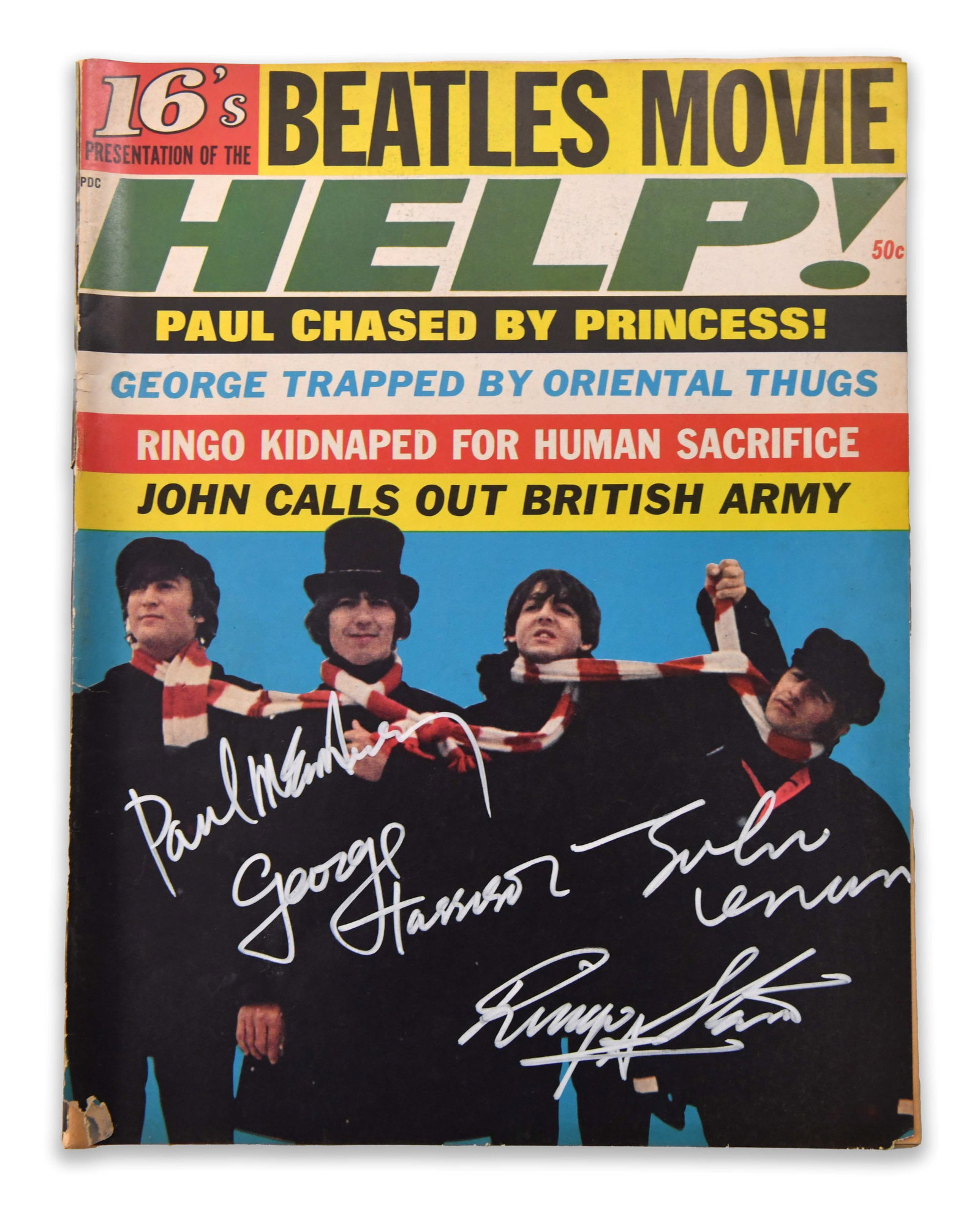THE BEATLES - 16 MAGAZINE PRESENTS THE BEATLES MOVIE HELP! WITH FULL BAND SIGNATURES (AMERICAN (1 of 3)