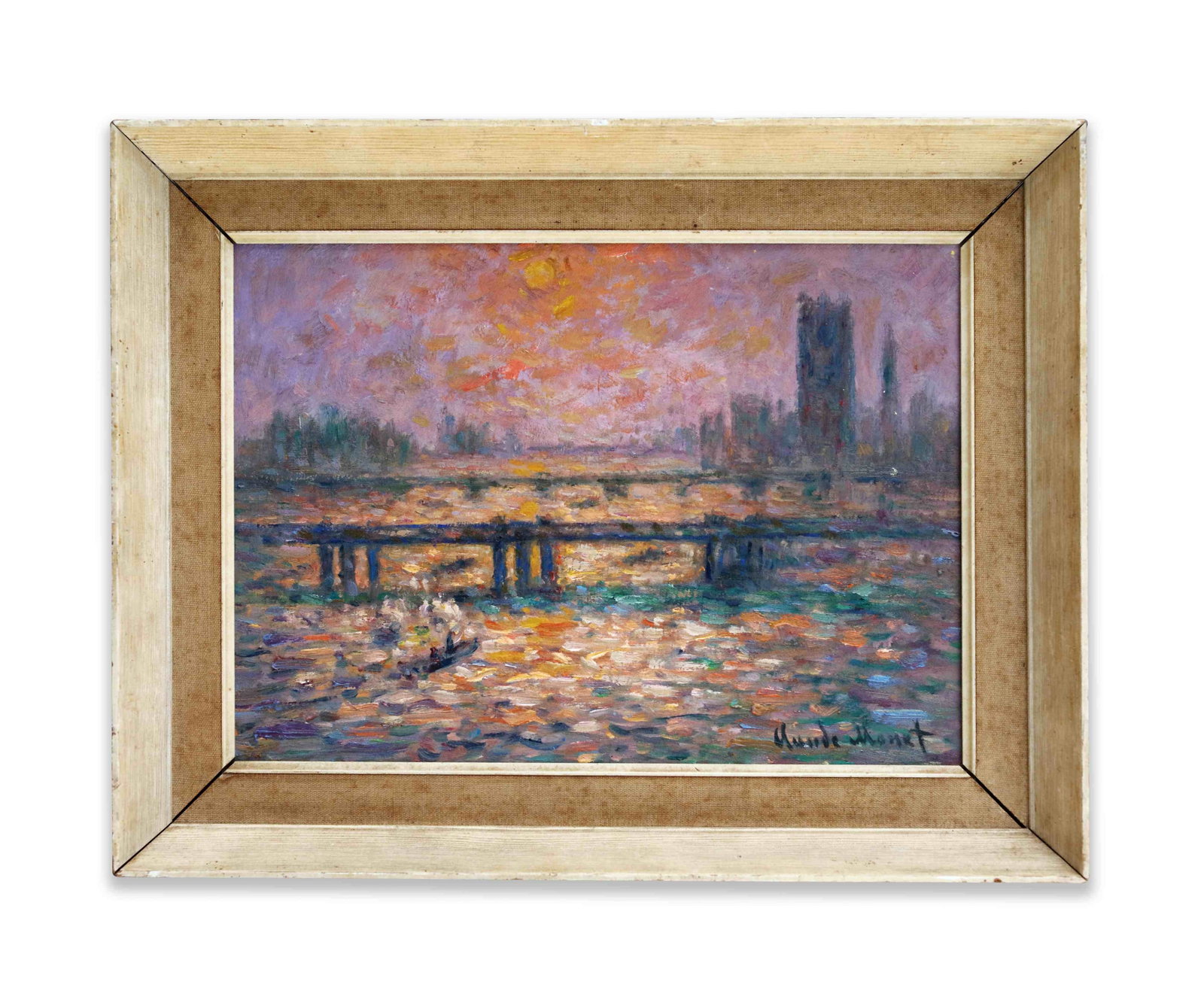 Claude Monet (1840-1926), Attributed to, Oil on Canvas: CLAUDE MONET (1840-1926), ATTRIBUTED TO, OIL ON CANVAS Dimensions: Image size: 25.1 x 35.6 cm. All measured values are appro x imate. Outer frame size: 34.6 x 44.6 cm. All measured values are appro x 