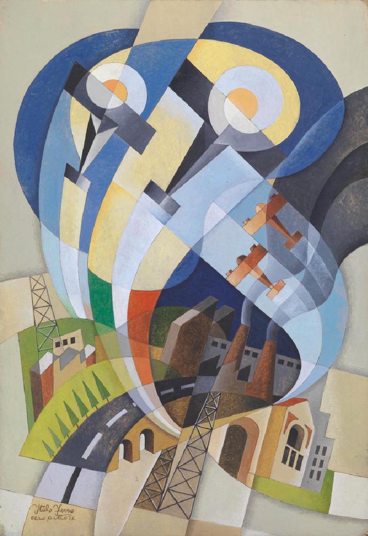 Italo Ferro  AEROPITTURA olio su tavola, cm 41x29 (1 of 1)
