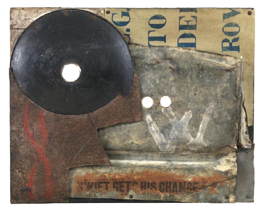 Paolo Scheggi SENZA TITOLO, 1960 lamiere policrome: Paolo Scheggi SENZA TITOLO, 1960 lamiere policrome sagomate e montate su telaio in legno, cm 38x48x7,5 sul retro: firma e data L'opera è accompagnata da autentica dell'Associazione Paolo Scheggi su f