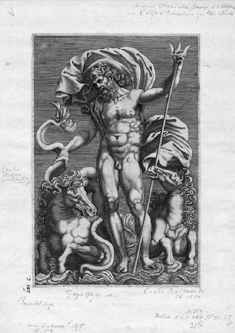 del Vaga Perin NETTUNO FRA DUE CAVALLI MARINI Bulino. (1 of 1)