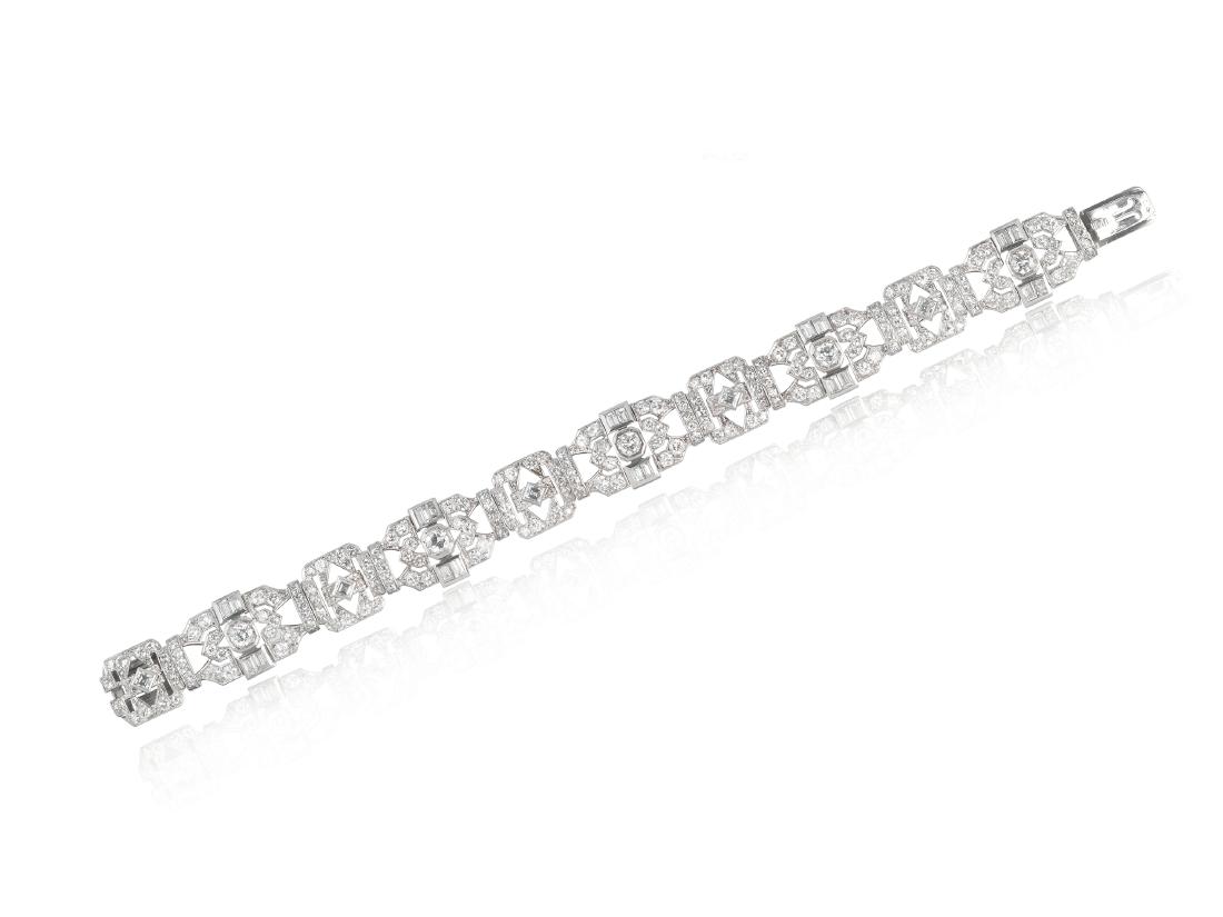 BRACCIALE IN PLATINO E DIAMANTI, ART DÃ‰CO (1 of 1)