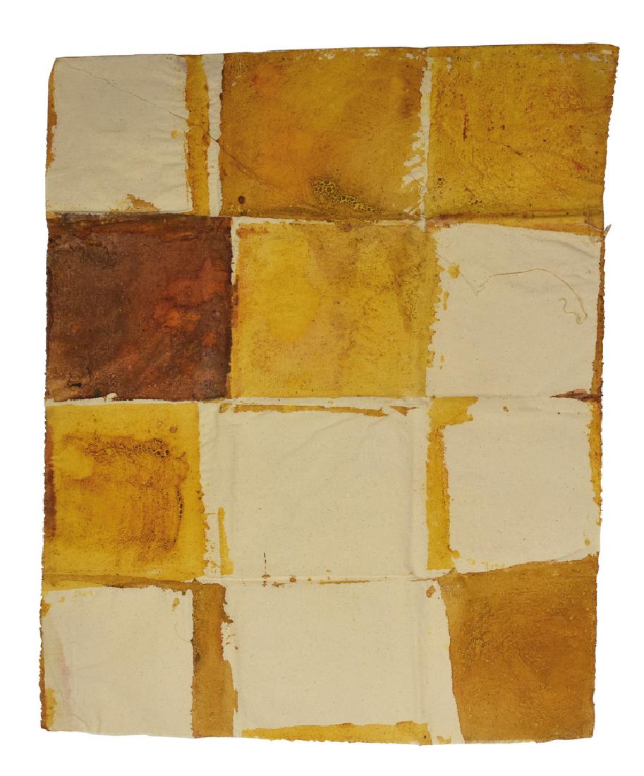 Renata Boero VENTISETTESIMI N. 22 colori vegetali su: Renata Boero VENTISETTESIMI N. 22 colori vegetali su tela, cm 67,5x54,5 sul retro: firmato, titolato e datato eseguito nel 1977 Provenienza Galleria Martano, Torino Collezione privata, Biella Esposizi