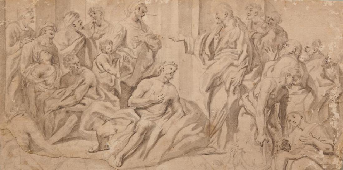 Scuola Francese del XVII secolo SCENA DI MIRACOLO Penna (1 of 1)