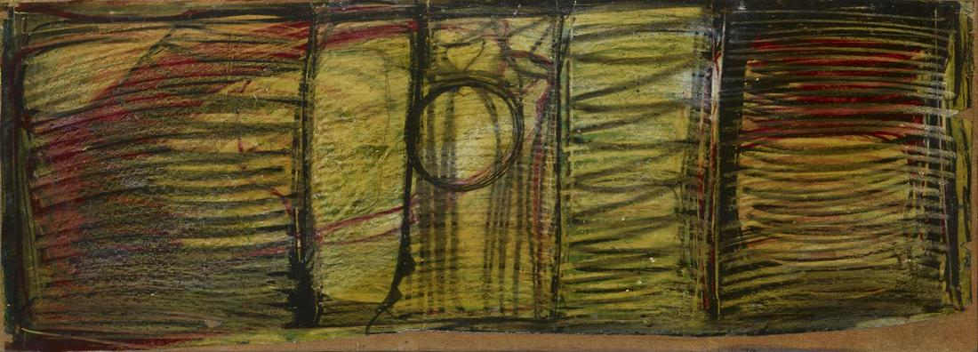 Renata Boero (1936) COMPOSIZIONE tecnica mista su: Renata Boero(1936)COMPOSIZIONEtecnica mista su cartoncino applicato su tela, con cornice invasa, cm 70x120sul retro: firma e dataeseguito nel 1991L'opera Ã¨ accompagnata da autentica dell'artista su