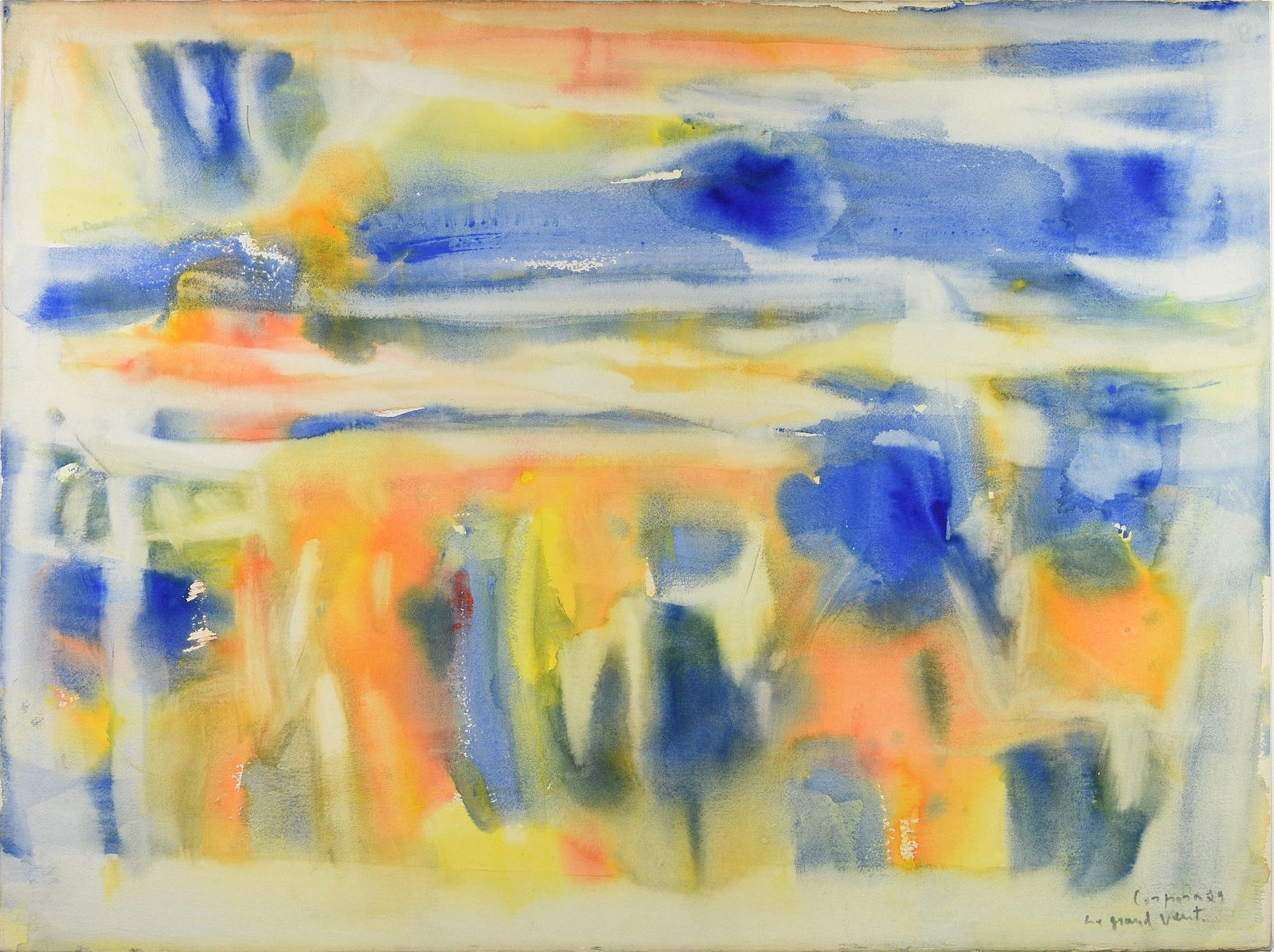 Antonio Corpora LE GRAND VENT, 1979: Antonio Corpora(1909 - 2004)LE GRAND VENT, 1979acquarello su carta intelata, cm 56x76firma, titolo e dataL'opera e' accompagnata da certificato di autenticita' dell'Archivio Antonio CorporaBibliografi