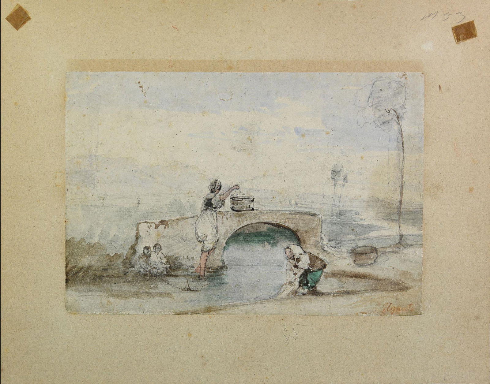 Giacinto Gigante LAVANDAIE: Giacinto GiganteLAVANDAIEacquerello su carta, cm 18x27,5firma