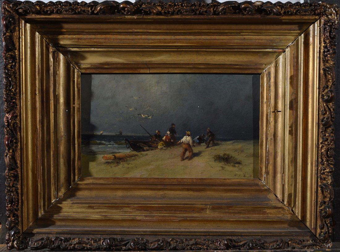 MONOGRAMIST F P B Late 19thc school .Marine (1 of 8)