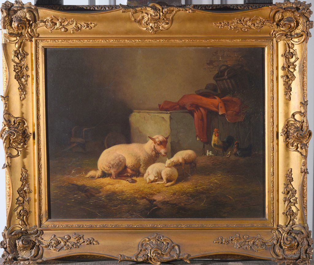 LOUIS ROBBE (1806-1887) Sheeps at the barn (1 of 9)