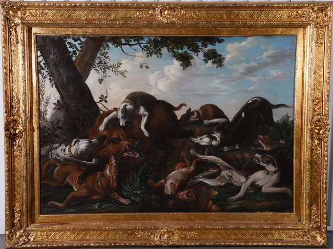 XIX/XX CENTURY Great Size Hunting Scene (1 of 8)