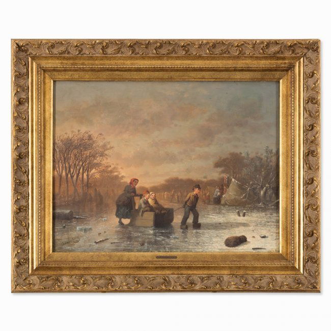 JOHANN MONGEL CULVERHOUSE (1820-1925) Skating in Delft: Johann Mongel Culverhouse, Ice Skating in Delft, 1855Oil on cardboard Netherlands, 1855 Johann Mongel Culverhouse (1820-1895) Â– Dutch genre painter Signed and dated lower left Â‘J. M. Culverhou