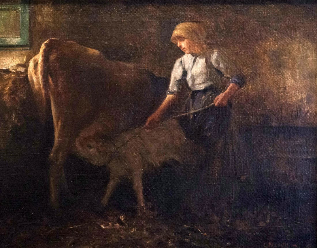 GIUSEPPE MAGNI (1869-1956)Cow and the Calf. (1 of 8)