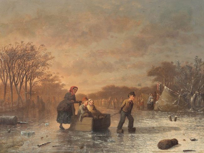JOHANN MONGEL CULVERHOUSE (1820-1925) Skating in Delft (1 of 9)