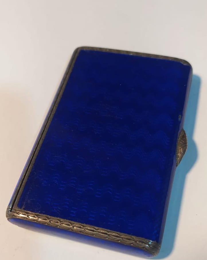 SILVER AND ENAMEL POWDER BOX,  Circa 1900. (1 of 4)