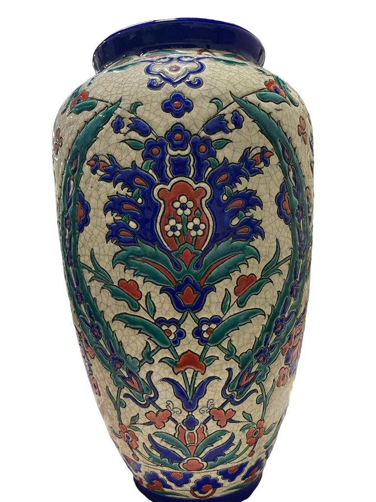 Art deco vase Charles Catteau for BOCH FRERES with polychrome floral decor 'IZNIK' D69 (1 of 7)