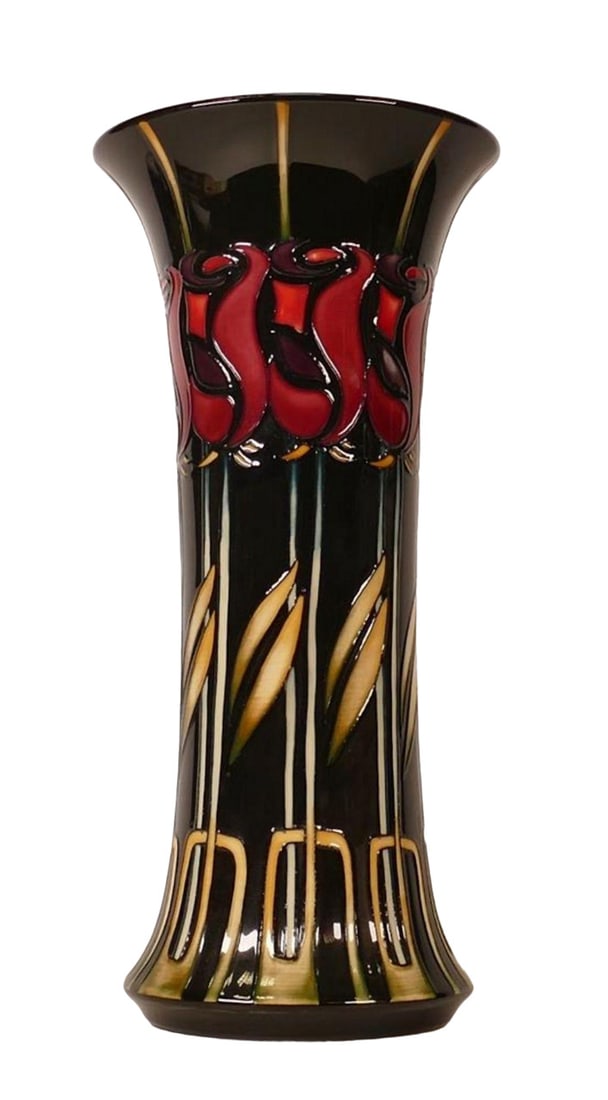 DISCONTINUED MOORCROFT Night ROSE pattern by Nicola Slaney, dated 2000. Boxed (1 of 5)