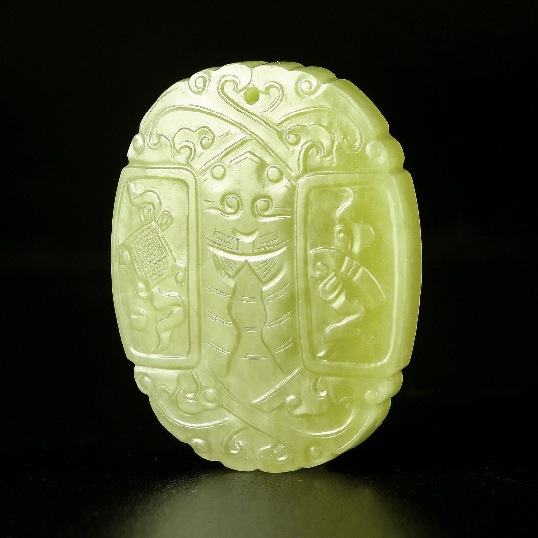 Very Rare Carved Yellow Jade Pendant