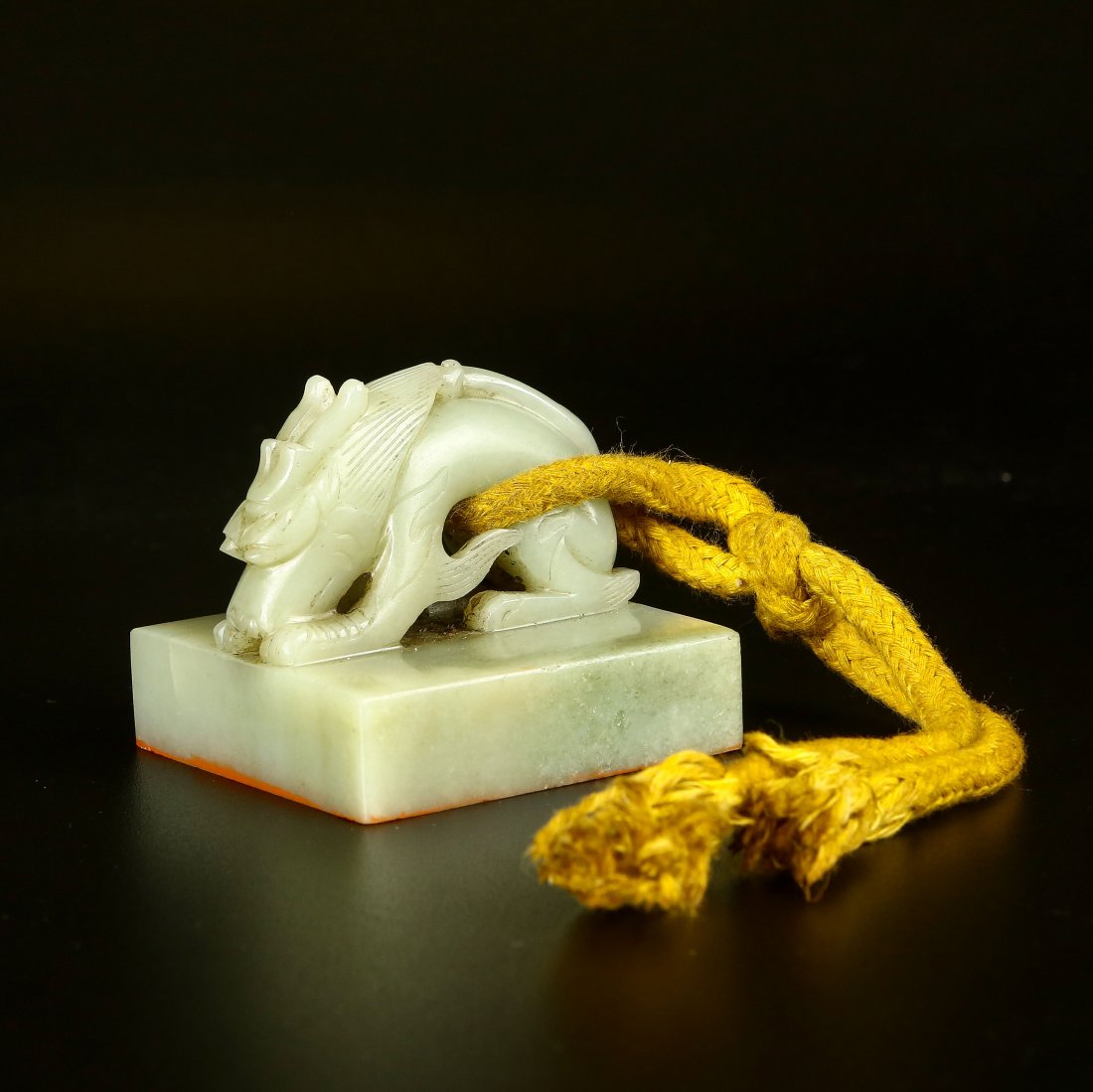 Carved White Jade Dragon Seal (1 of 4)