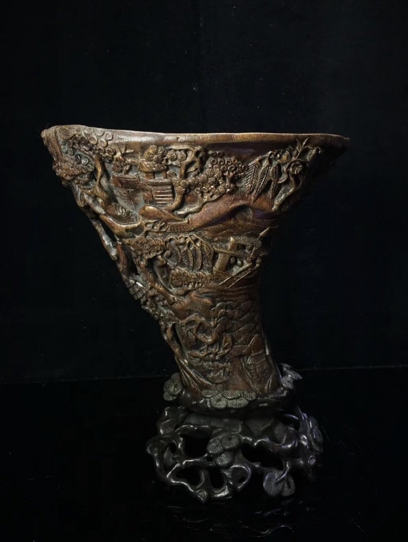 A Chinese Carved Agarwood Chen Xiang Libation Cup (1 of 7)