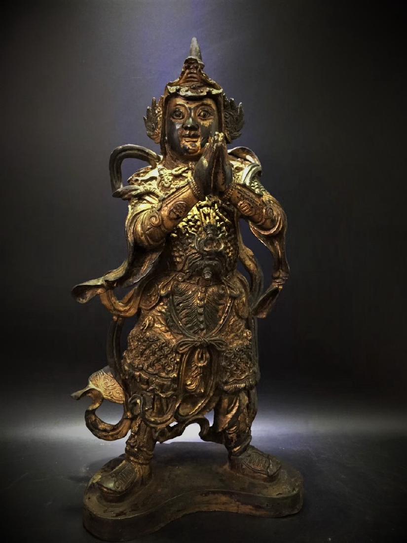 Large Gilt Bronze Figure of Warrior Immortal (1 of 9)