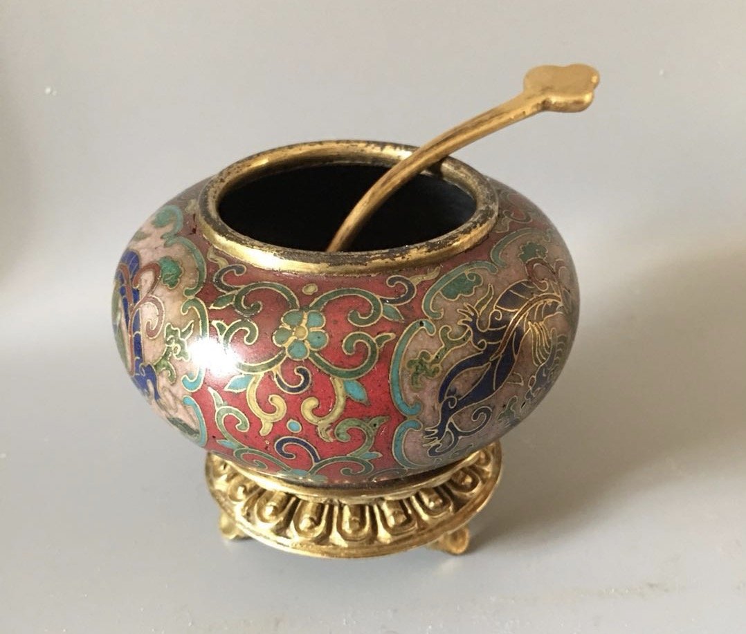 Cloisonne Enamel Gilt-Bronze Small Bowl With Spon (1 of 6)