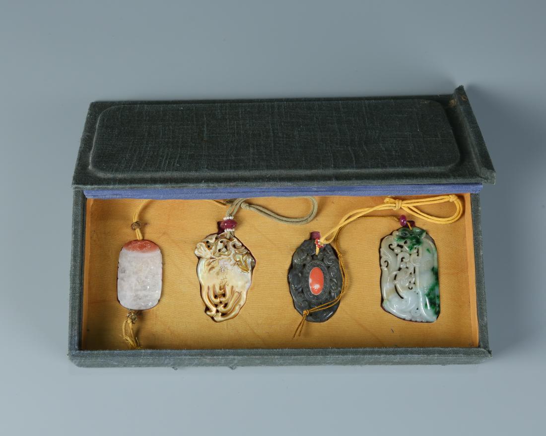 Set of Four Jade Pendants With Lanyard In Display Box (1 of 12)