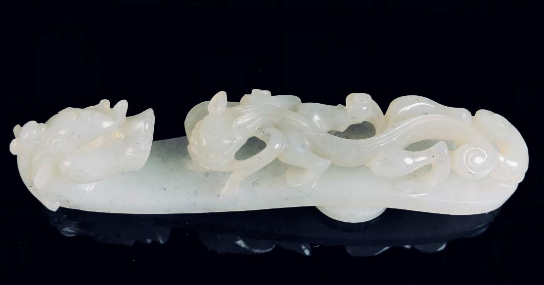 White Jade Belt Buckle with Double Dragon and Symbol (1 of 5)