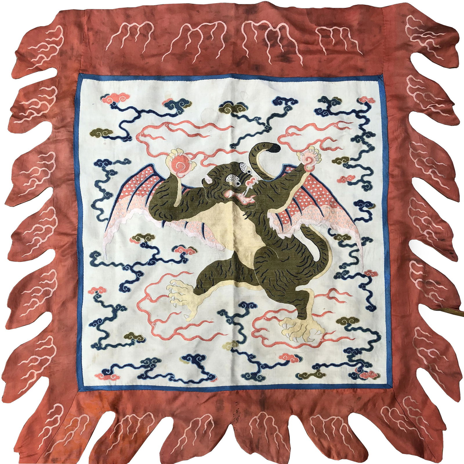 CHINESE EMBROIDERED SILK BAT (1 of 9)