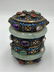 CHINESE SILVER GEM-INLAID TEA CADDY WITH JADE BANGLES - 2