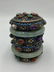 CHINESE SILVER GEM-INLAID TEA CADDY WITH JADE BANGLES - 5