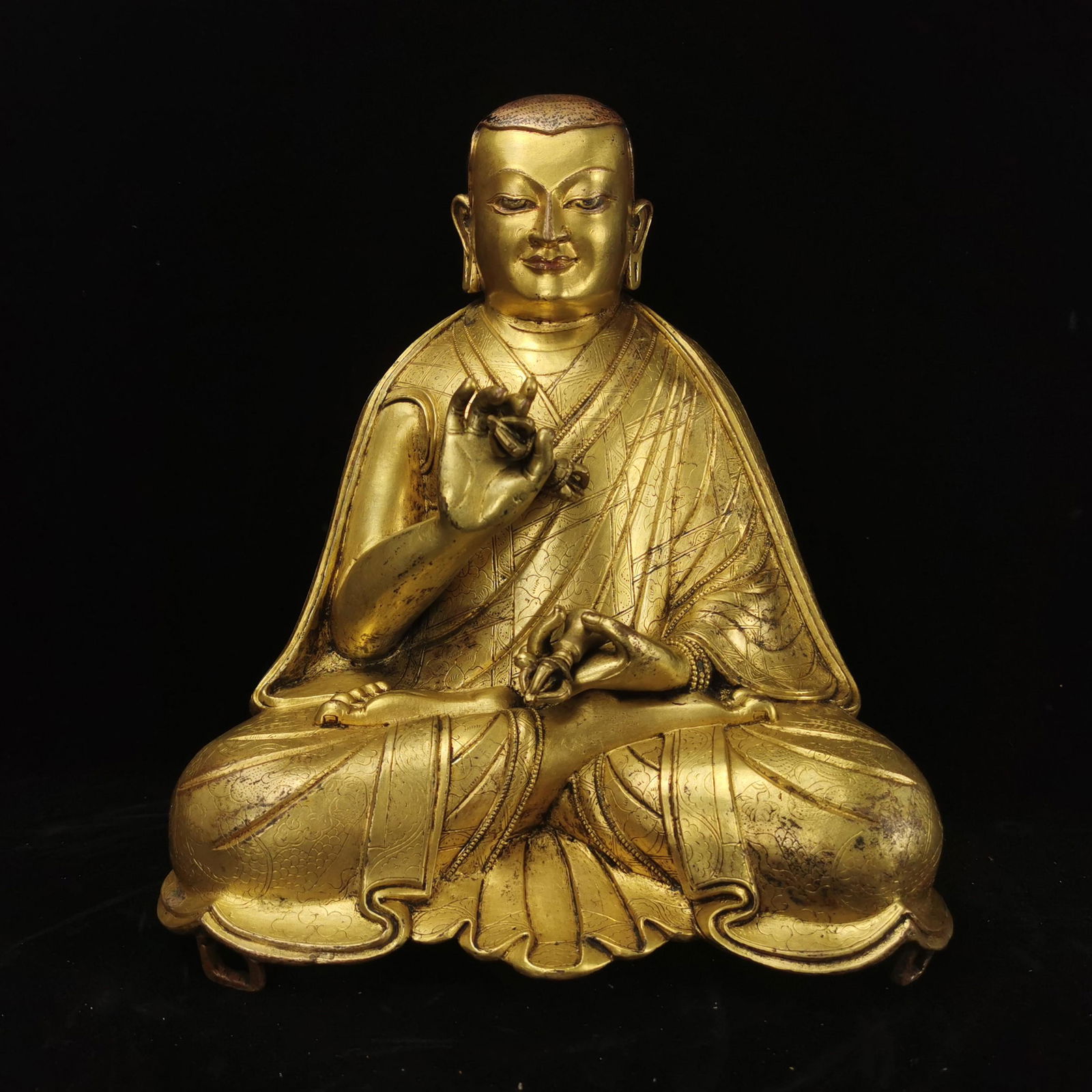 GILT BRONZE FIGURE OF A GURU (1 of 8)