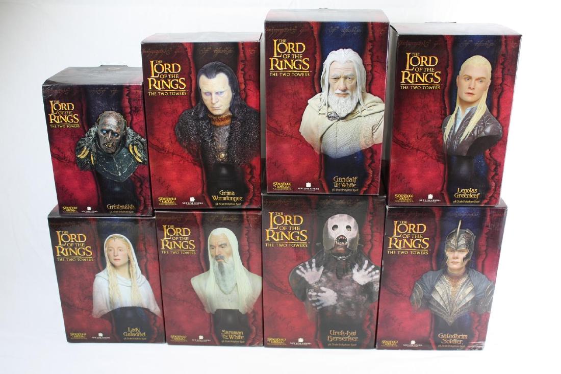 Sideshow / Weta Collectibles, Lord of The Rings, The: Sideshow / Weta Collectibles, Lord of The Rings, The Two Towers, ¼ Scale Polystone Busts (8) Legolas, Lady Galadriel, Galadhrim Soldier, Gandalf The White, Sauron The White, Grima Wormtoungue, Gr