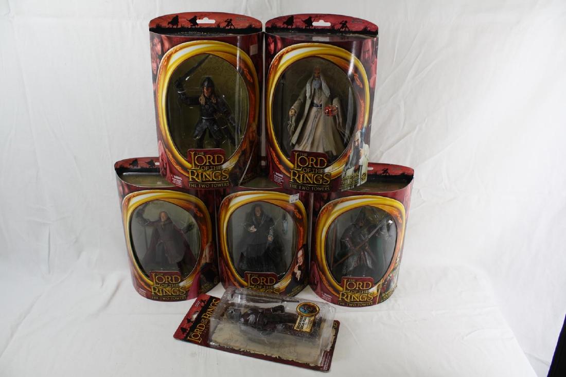 Toy Biz, The Two Towers, Wave 2 + Trilogy Figures, (6: Toy Biz, The Two Towers, Wave 2 + Trilogy Figures, (6 in all) Wormtongue Grima, King Theoden, Eomer, Rohirrim Soldier, Saruman, Beserker Uruk – Hai.
